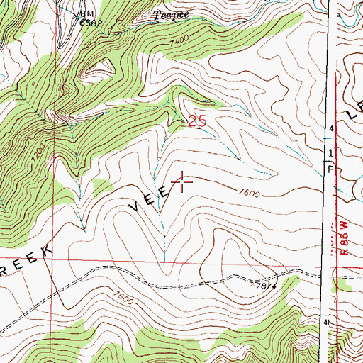 Topographic Map of Leigh Creek Vee, WY