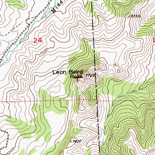 Topographic Map of Leon Baird Peak, WY