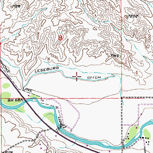 Topographic Map of Leseburg Ditch, WY