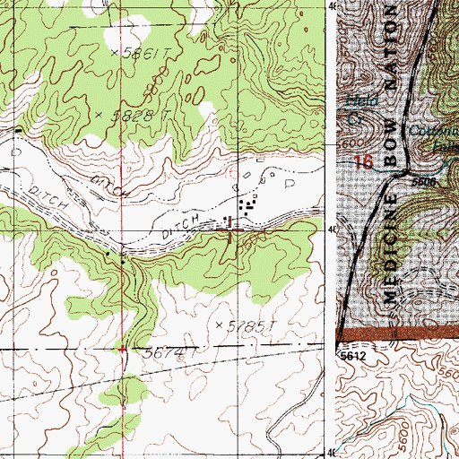 Topographic Map of Lewis Ranch, WY
