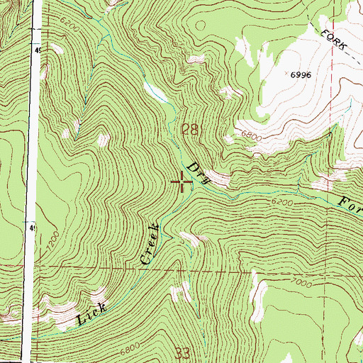 Topographic Map of Lick Creek, WY