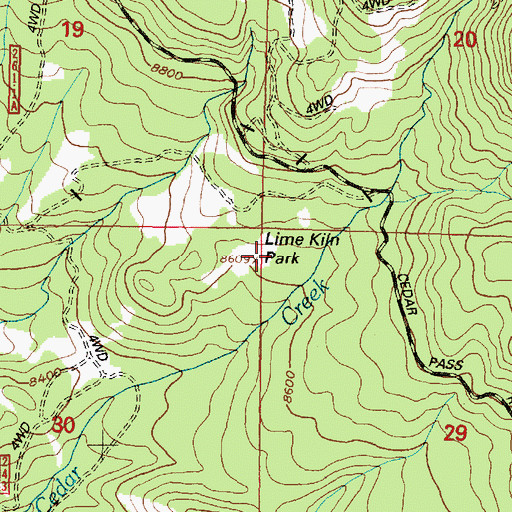 Topographic Map of Lime Kiln Park, WY