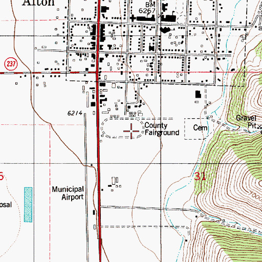 Topographic Map of Lincoln County Fair Grounds, WY