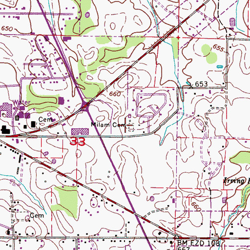 Topographic Map of Milam Cemetery, AL