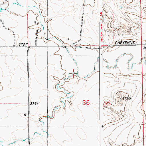Topographic Map of Little Alkali Creek, WY