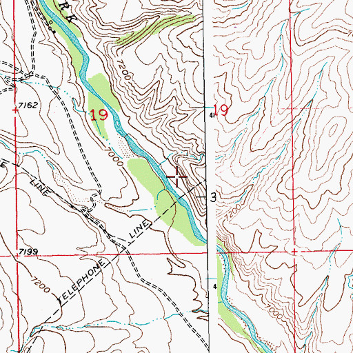 Topographic Map of Little Alkali Creek, WY