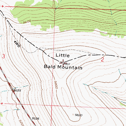 Topographic Map of Little Bald Mountain, WY