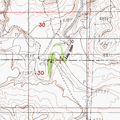 Topographic Map of Little Bates Creek, WY