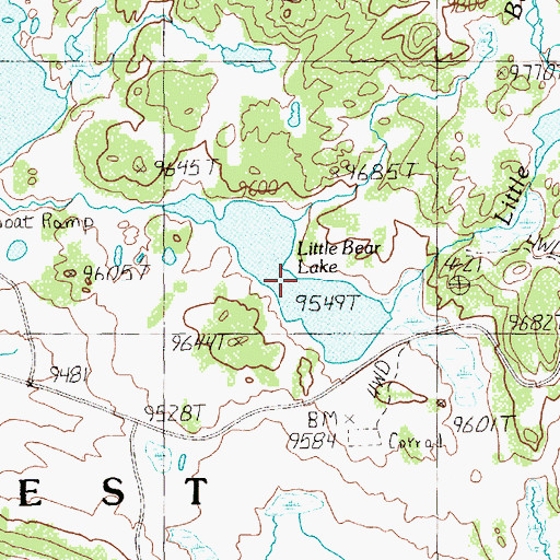 Topographic Map of Little Bear Lake, WY