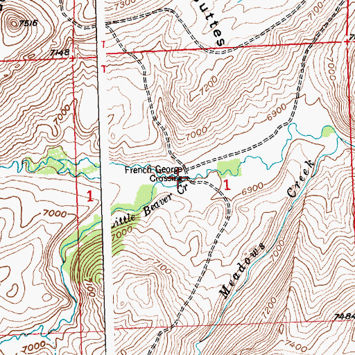 Topographic Map of Little Beaver Creek, WY