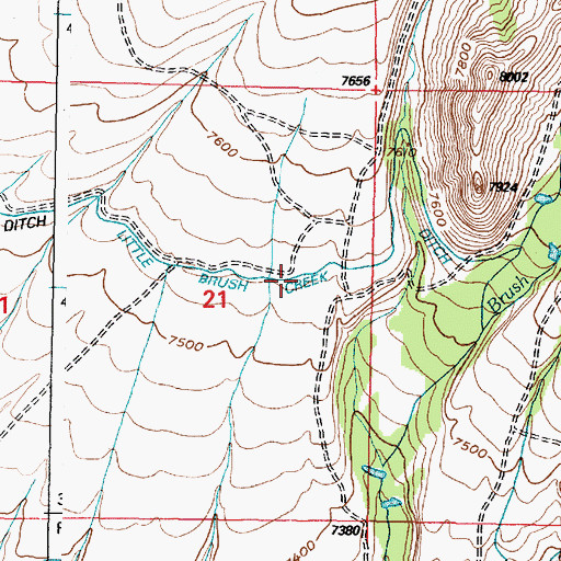 Topographic Map of Little Brush Creek Ditch, WY