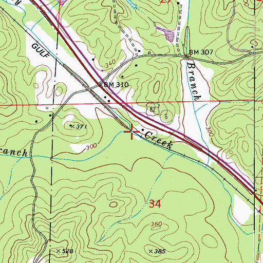 Topographic Map of Mill Branch, AL