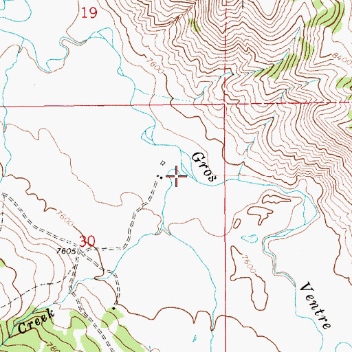 Topographic Map of Little Cow Creek, WY