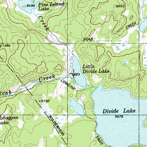 Topographic Map of Little Divide Lake, WY
