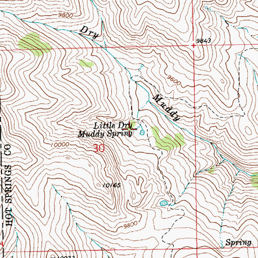Topographic Map of Little Dry Muddy Spring, WY