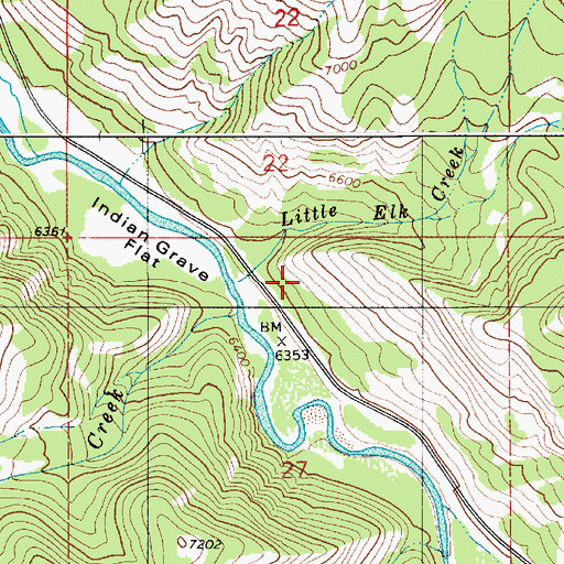 Topographic Map of Little Elk Creek, WY