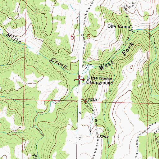 Topographic Map of Little Goose Campground, WY