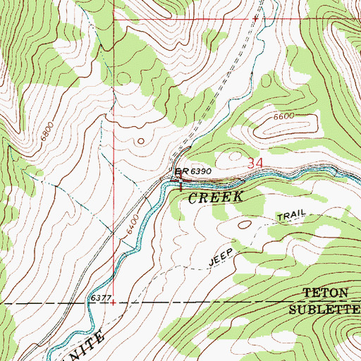 Topographic Map of Little Granite Creek, WY