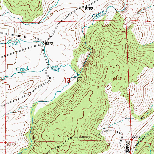 Topographic Map of Little Horse Creek, WY