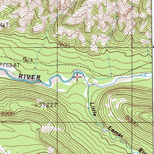 Topographic Map of Little Lamar River, WY