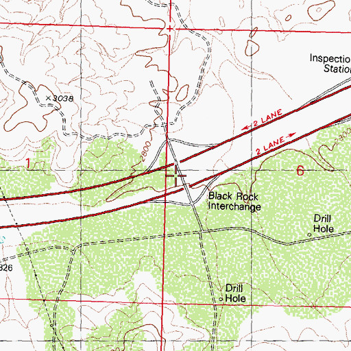 Topographic Map of Black Rock Interchange, AZ