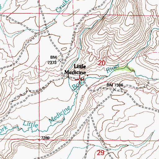 Topographic Map of Little Medicine, WY
