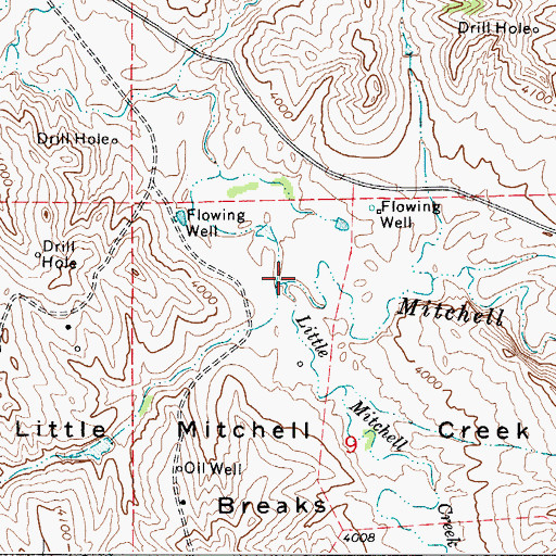 Topographic Map of Little Mitchell Creek, WY