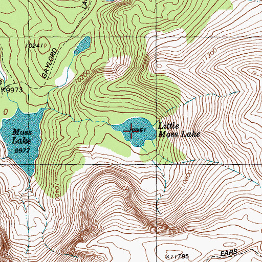 Topographic Map of Little Moss Lake, WY