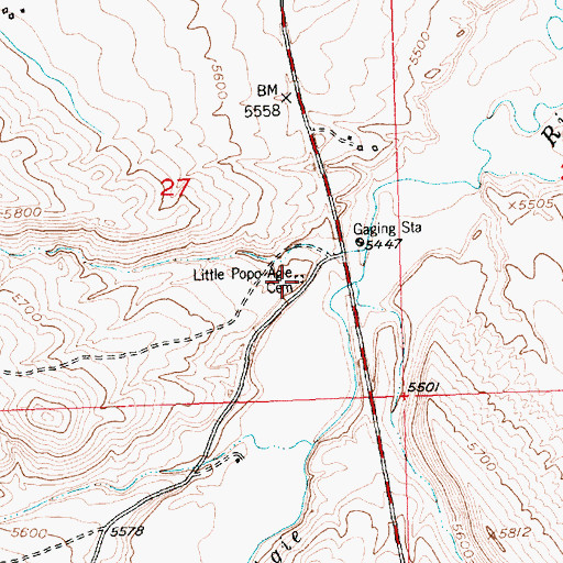 Topographic Map of Little Popo Agie Cemetery, WY