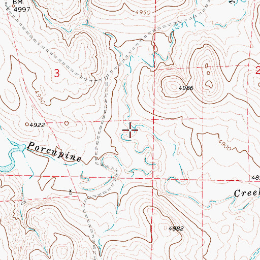 Topographic Map of Little Porcupine Creek, WY