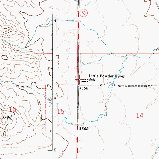Topographic Map of Little Powder Elementary School, WY