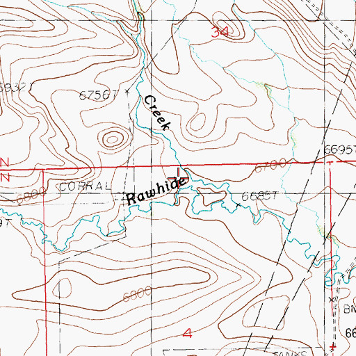 Topographic Map of Little Rawhide Creek, WY