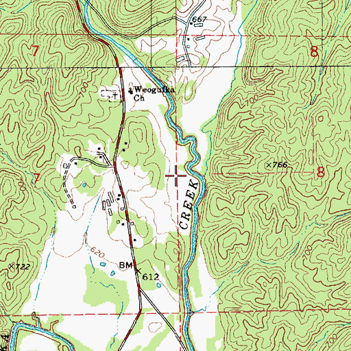 Topographic Map of Mill Creek, AL
