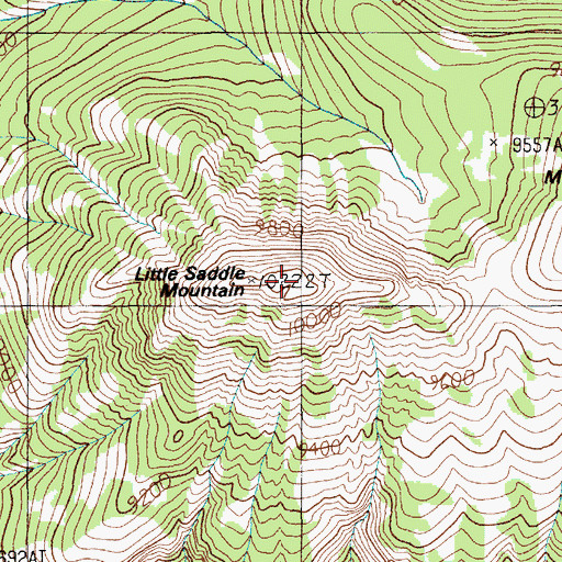 Topographic Map of Little Saddle Mountain, WY