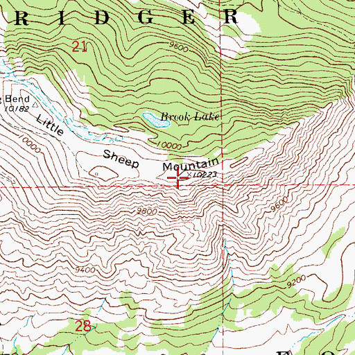 Topographic Map of Little Sheep Mountain, WY