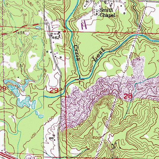 Topographic Map of Mill Creek, AL