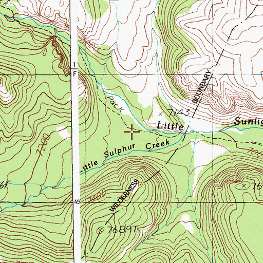 Topographic Map of Little Sulphur Creek, WY