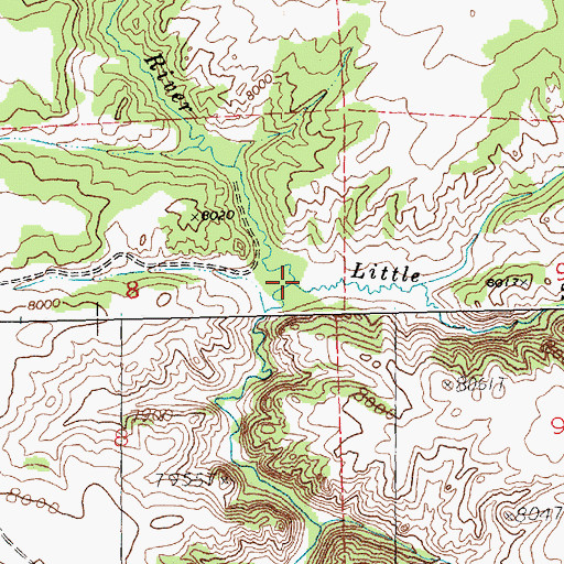 Topographic Map of Little Sweetwater River, WY