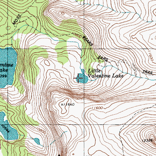 Topographic Map of Little Valentine Lake, WY