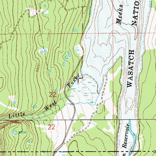Topographic Map of Little West Fork Blacks Fork, WY