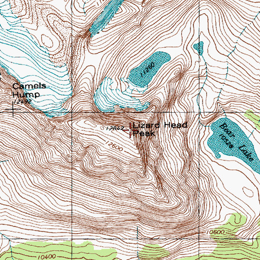 Topographic Map of Lizard Head Peak, WY