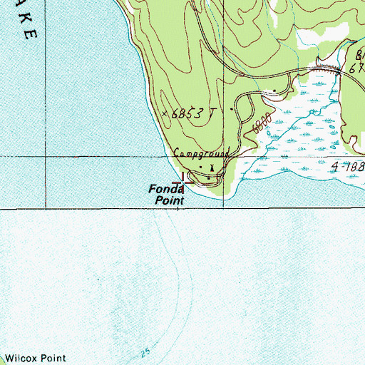 Topographic Map of Fonda Point, WY