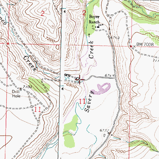 Topographic Map of Loco Creek, WY