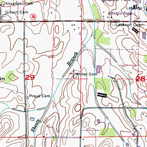 Topographic Map of Miller Cemetery, AL