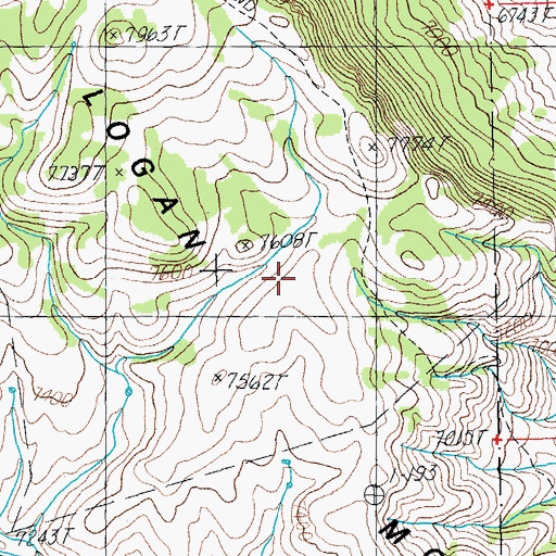 Topographic Map of Logan Mountain, WY