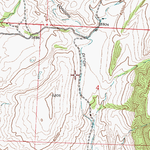 Topographic Map of London Ditch, WY