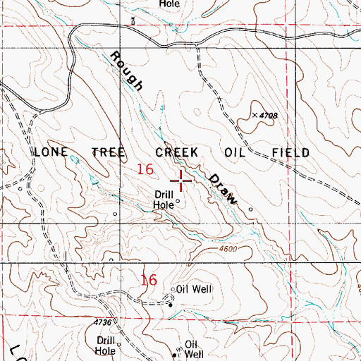 Topographic Map of Lone Tree Creek Oil Field, WY