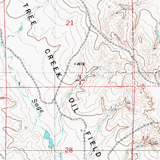 Topographic Map of Lone Tree Oil Field, WY