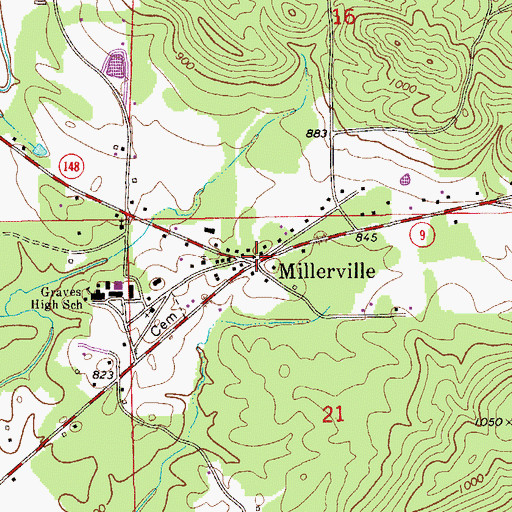 Topographic Map of Millerville, AL