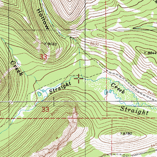 Topographic Map of Long Hollow, WY
